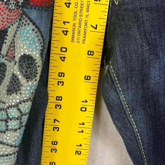 Ed Hardy X Christian Audigier Jeans Womens Size 30 Tattoo You Rhinestone Vintage - Picture 12 of 14